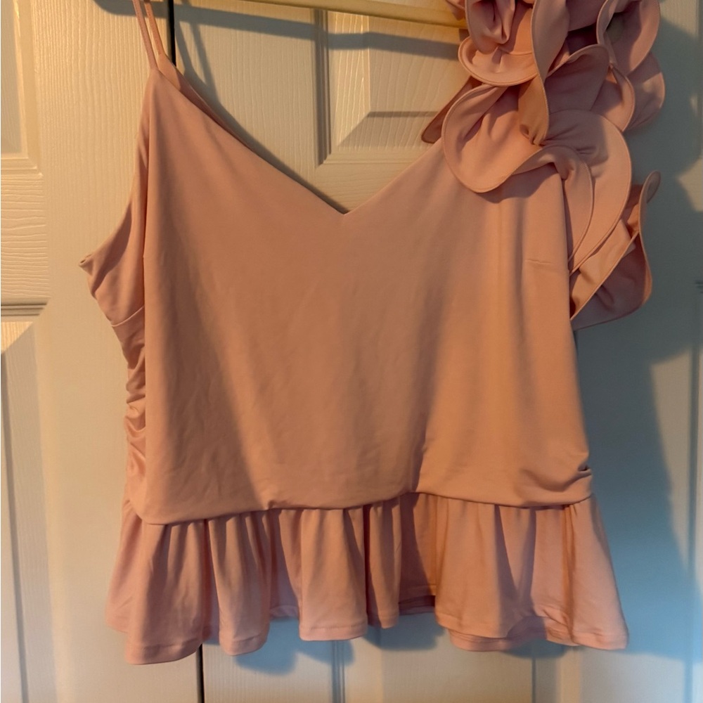 Express Gray Asymmetrical Ruffled Camisole